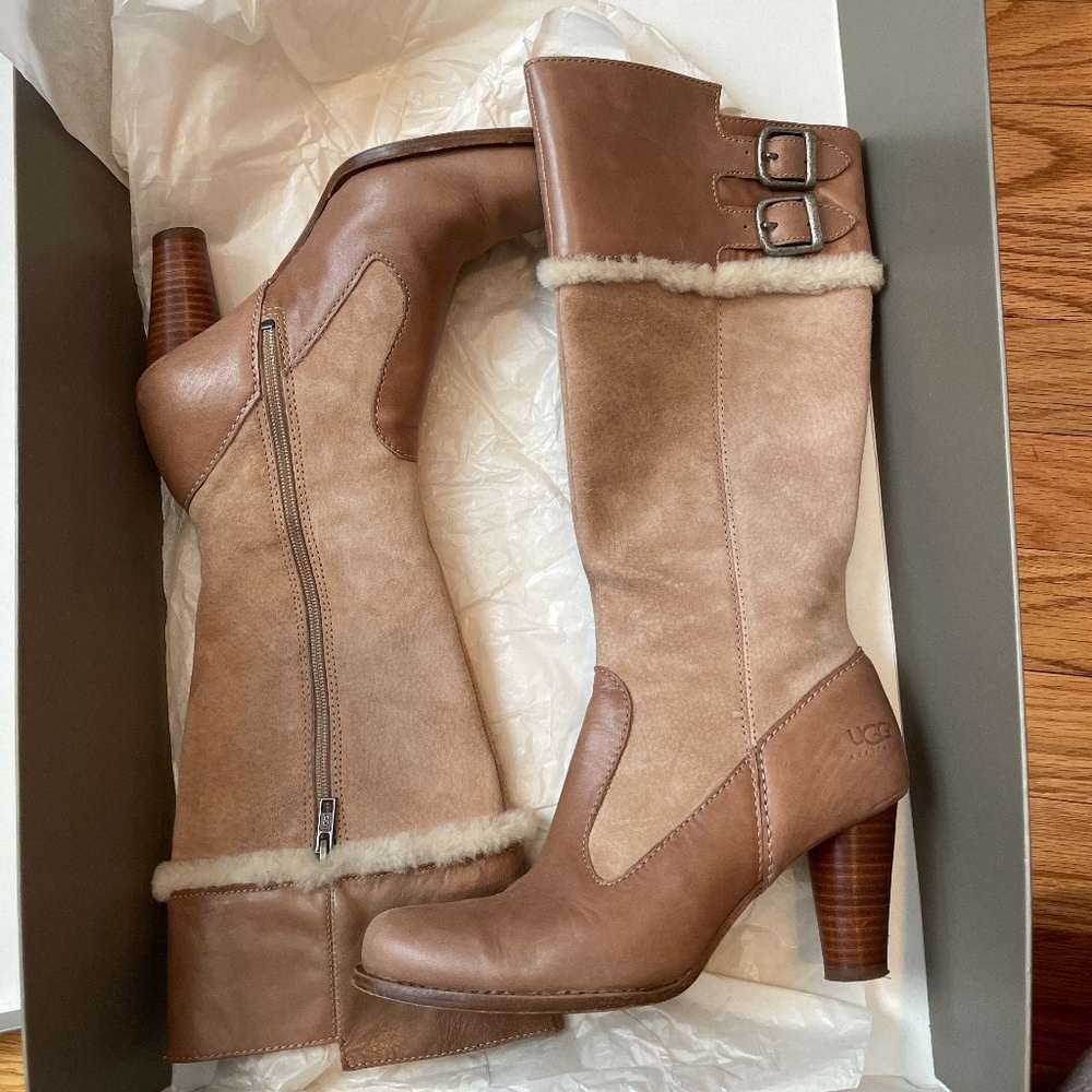 Uggs high heeled suede boots